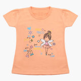 Girls Half Sleeves T-Shirt - Peach, Girls T-Shirts, Chase Value, Chase Value