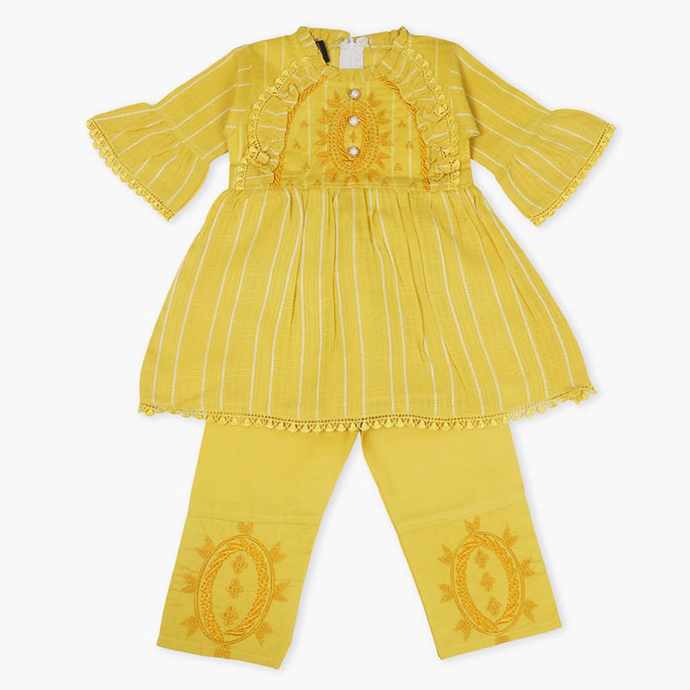 Girls Half Sleeves Suit - Yellow, Girls T-Shirts, Chase Value, Chase Value