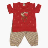 Girls Half Sleeves Suit - Red, Girls T-Shirts, Chase Value, Chase Value