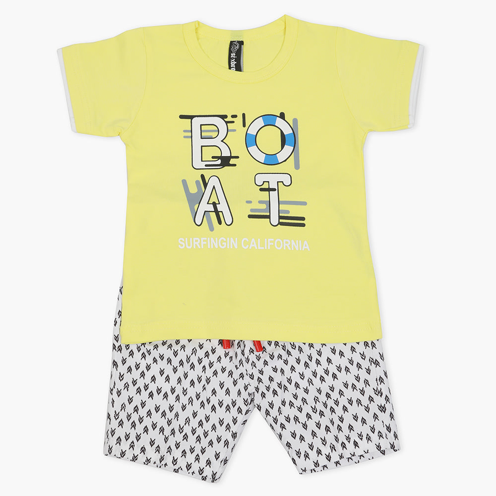Boys Half Sleeves Short Suit - Lemon, Boys Sets & Suits, Chase Value, Chase Value