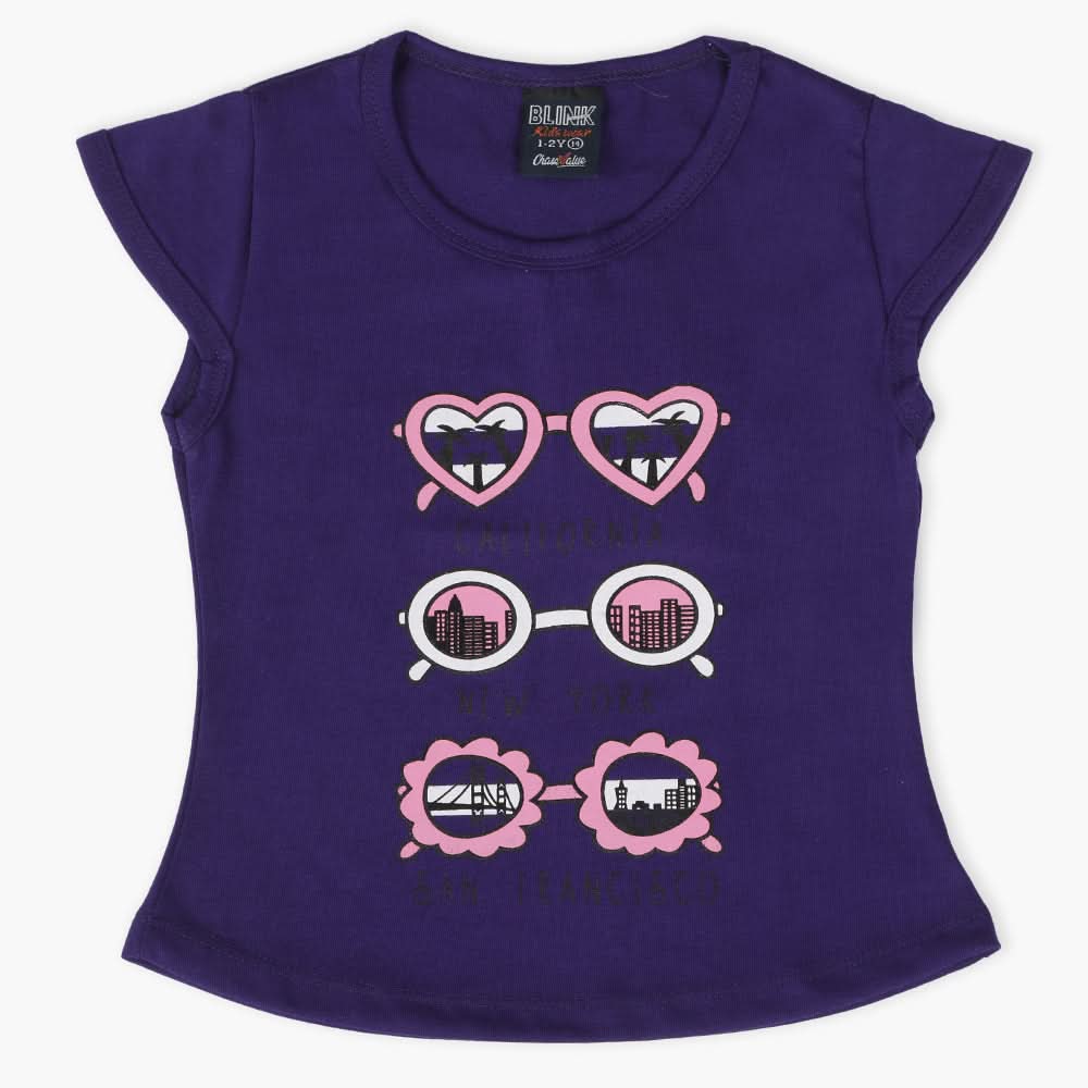 Girls Half Sleeves T-Shirt - Dark Purple, Girls T-Shirts, Chase Value, Chase Value