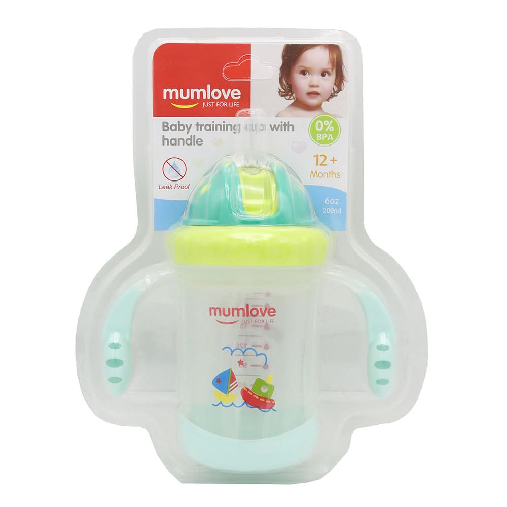 Mum Love Straw Cup With Handle 200ml C6226 - Cyan, Kids, Feeding Supplies, Chase Value, Chase Value