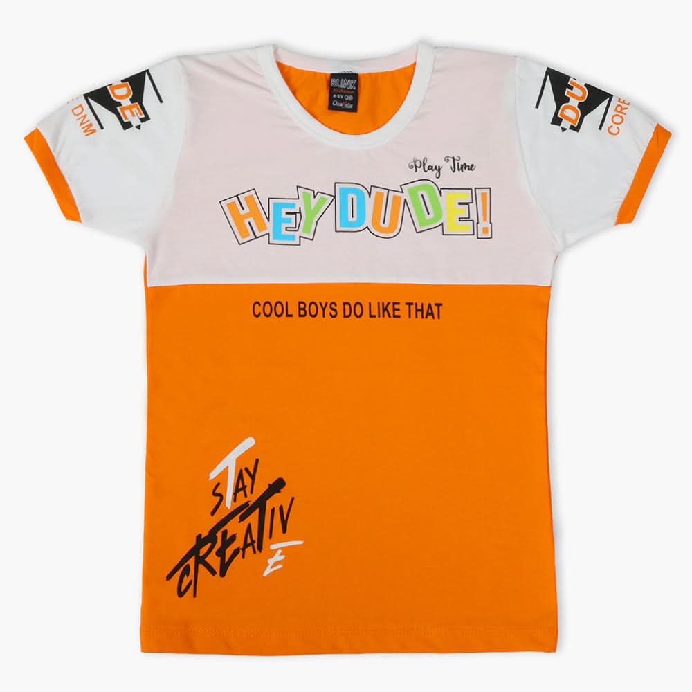 Boys Half Sleeves T-Shirt - Orange, Boys T-Shirts, Chase Value, Chase Value