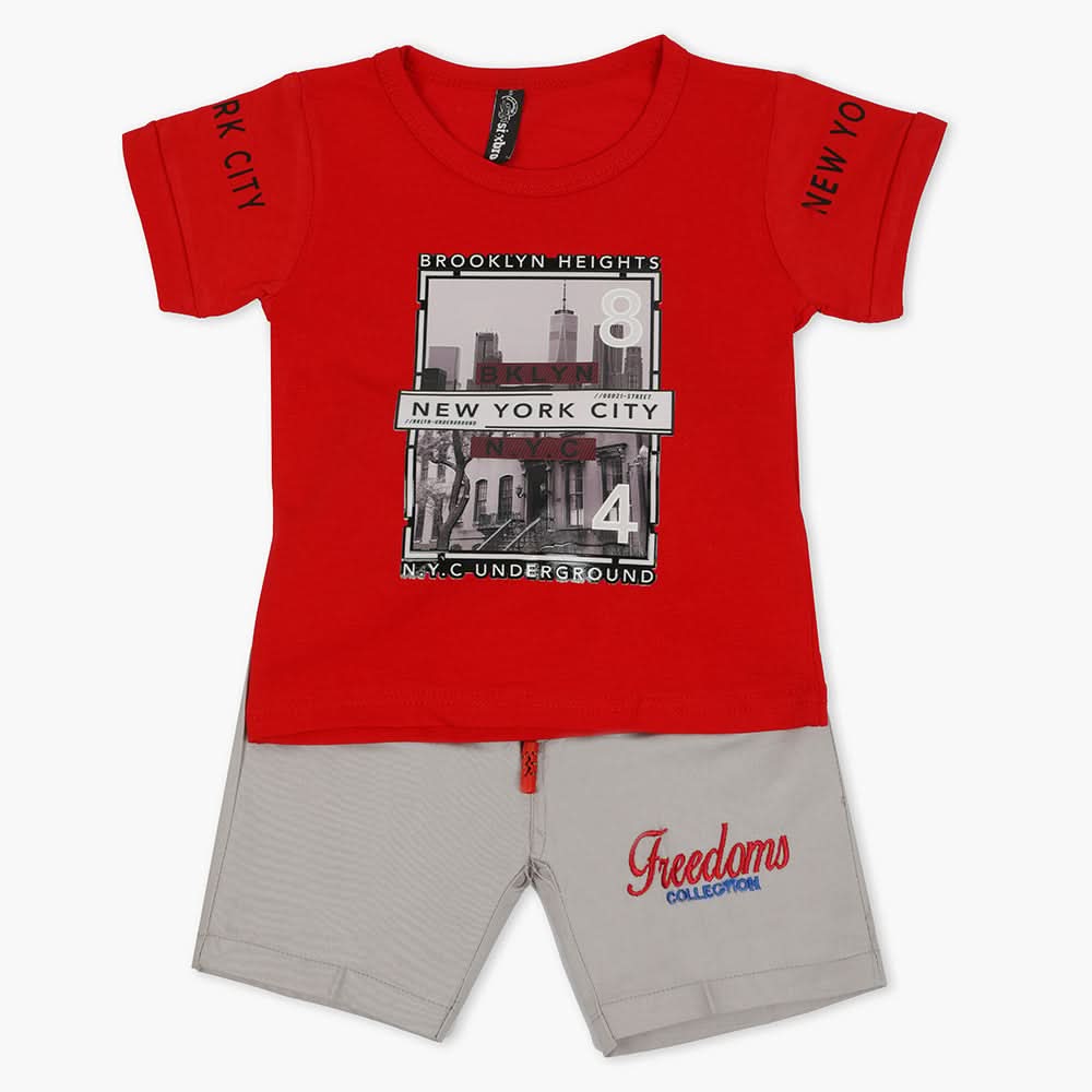 Boys Half Sleeves Short Suit - Red, Boys Sets & Suits, Chase Value, Chase Value