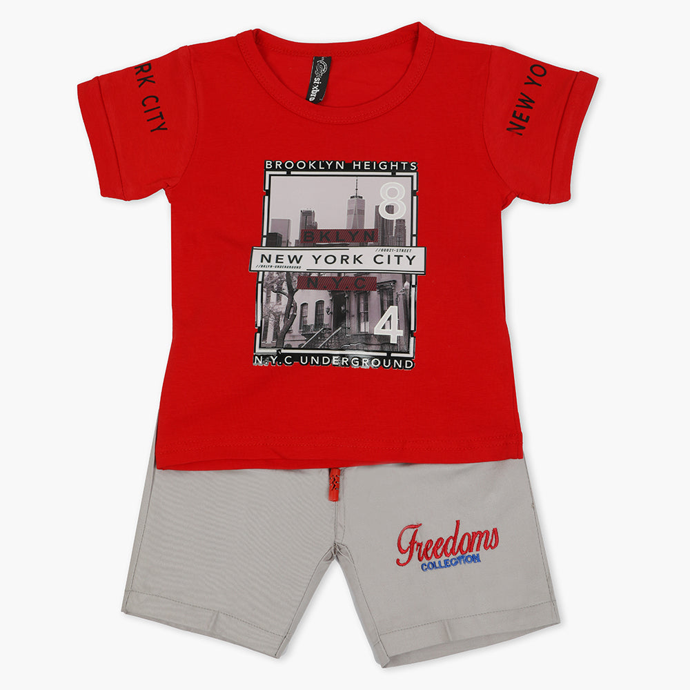 Boys Half Sleeves Short Suit - Red, Boys Sets & Suits, Chase Value, Chase Value