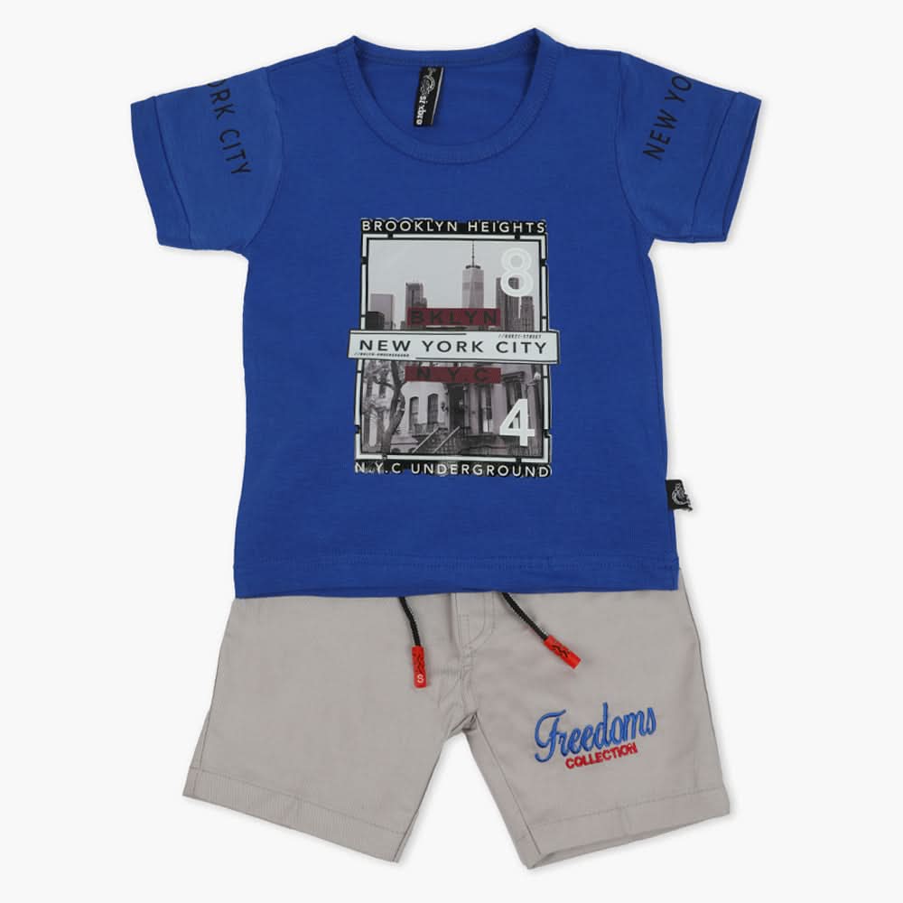Boys Half Sleeves Short Suit - Royal Blue, Boys Sets & Suits, Chase Value, Chase Value