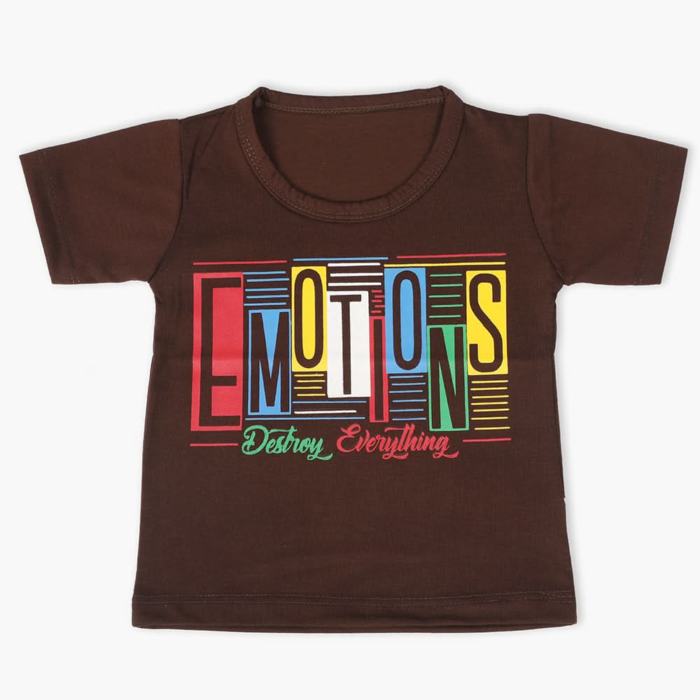 Boys Half Sleeves T-Shirt - Dark Brown, Boys T-Shirts, Chase Value, Chase Value