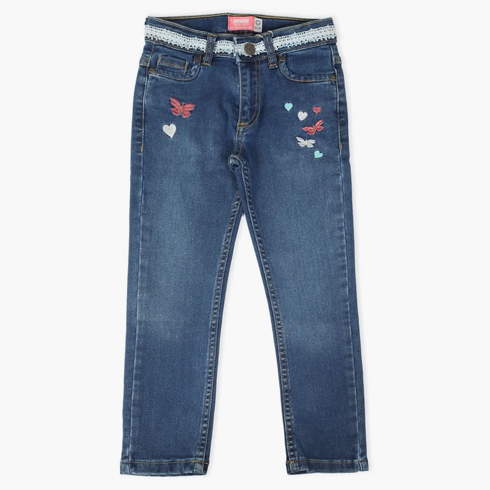 Girls Denim Pant - Dark Blue, Girls Pants & Capri, Chase Value, Chase Value