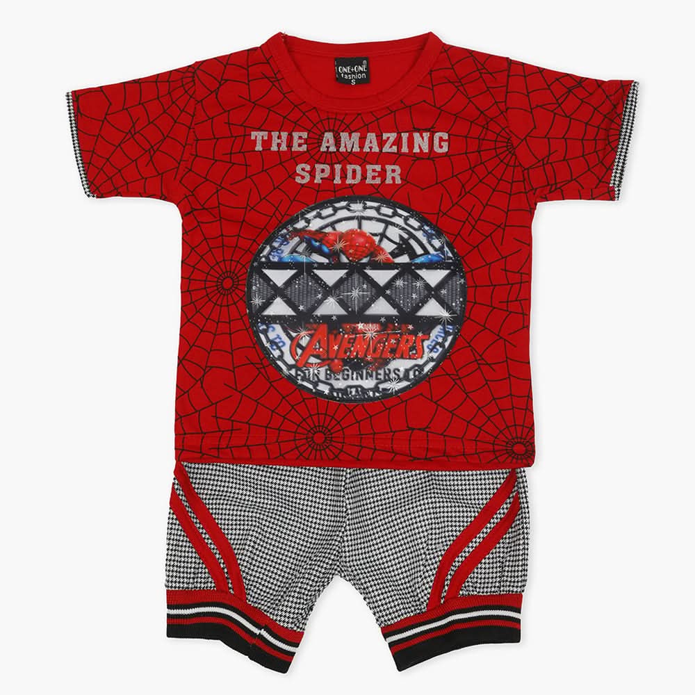 Boys Half Sleeves Short Suit - Red, Boys Sets & Suits, Chase Value, Chase Value