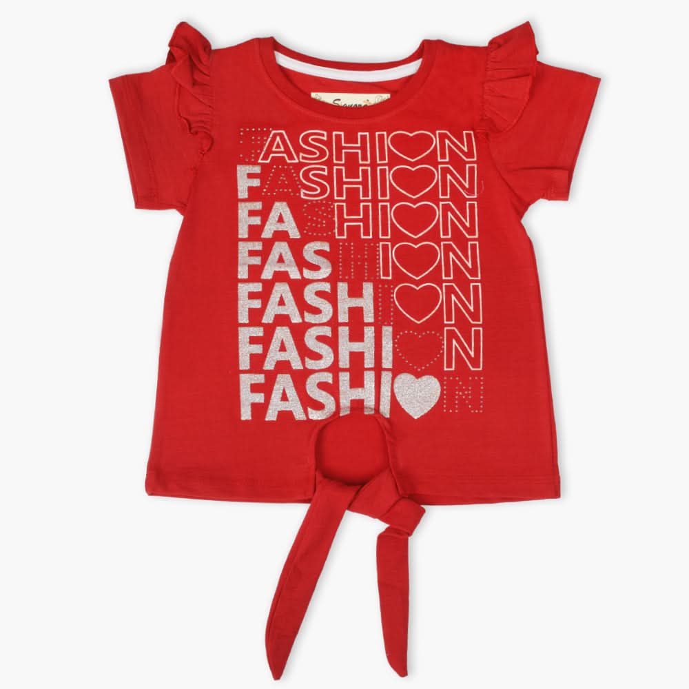 Girls Half Sleeves T-Shirt - Red, Girls T-Shirts, Chase Value, Chase Value