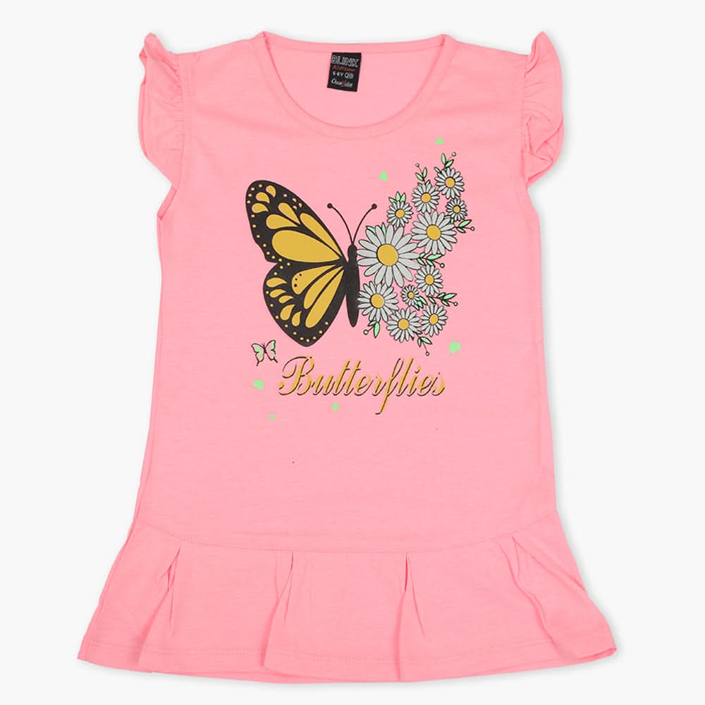 Girls Half Sleeves T-Shirt - Pink, Girls T-Shirts, Chase Value, Chase Value