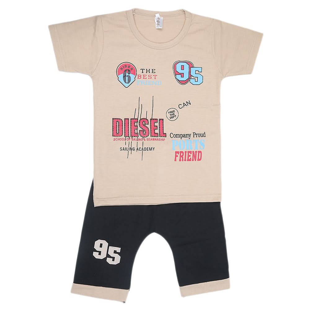 Boys Half Sleeves Suit - Beige, Kids, Boys Sets And Suits, Chase Value, Chase Value