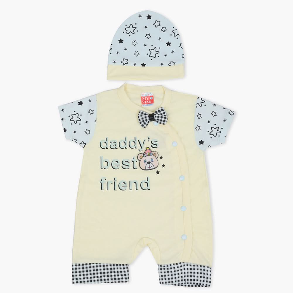 Newborn Boys Half Sleeves Romper - Lemon, Newborn Boys Rompers, Chase Value, Chase Value