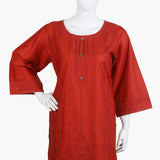 Women's Embroidered Kurti - Rust, Women Ready Kurtis, Chase Value, Chase Value