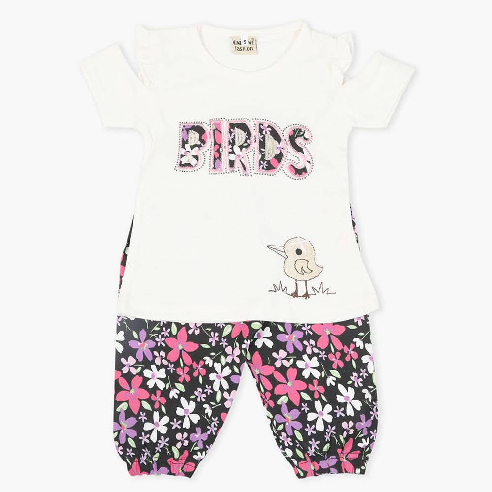 Girls Half Sleeves Suit - White, Girls T-Shirts, Chase Value, Chase Value