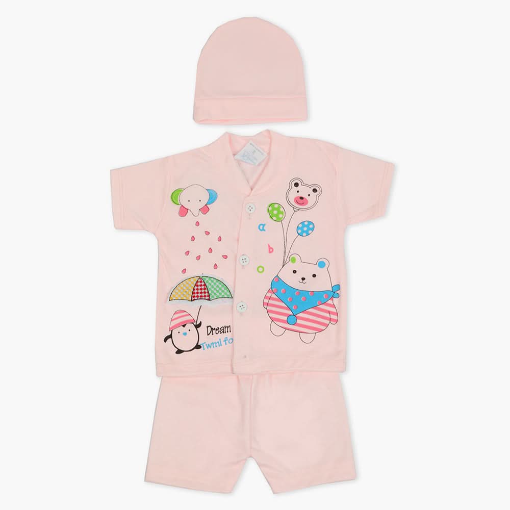 Newborn Boys Half Sleeves Suit - Pink, Newborn Boys Sets & Suits, Chase Value, Chase Value
