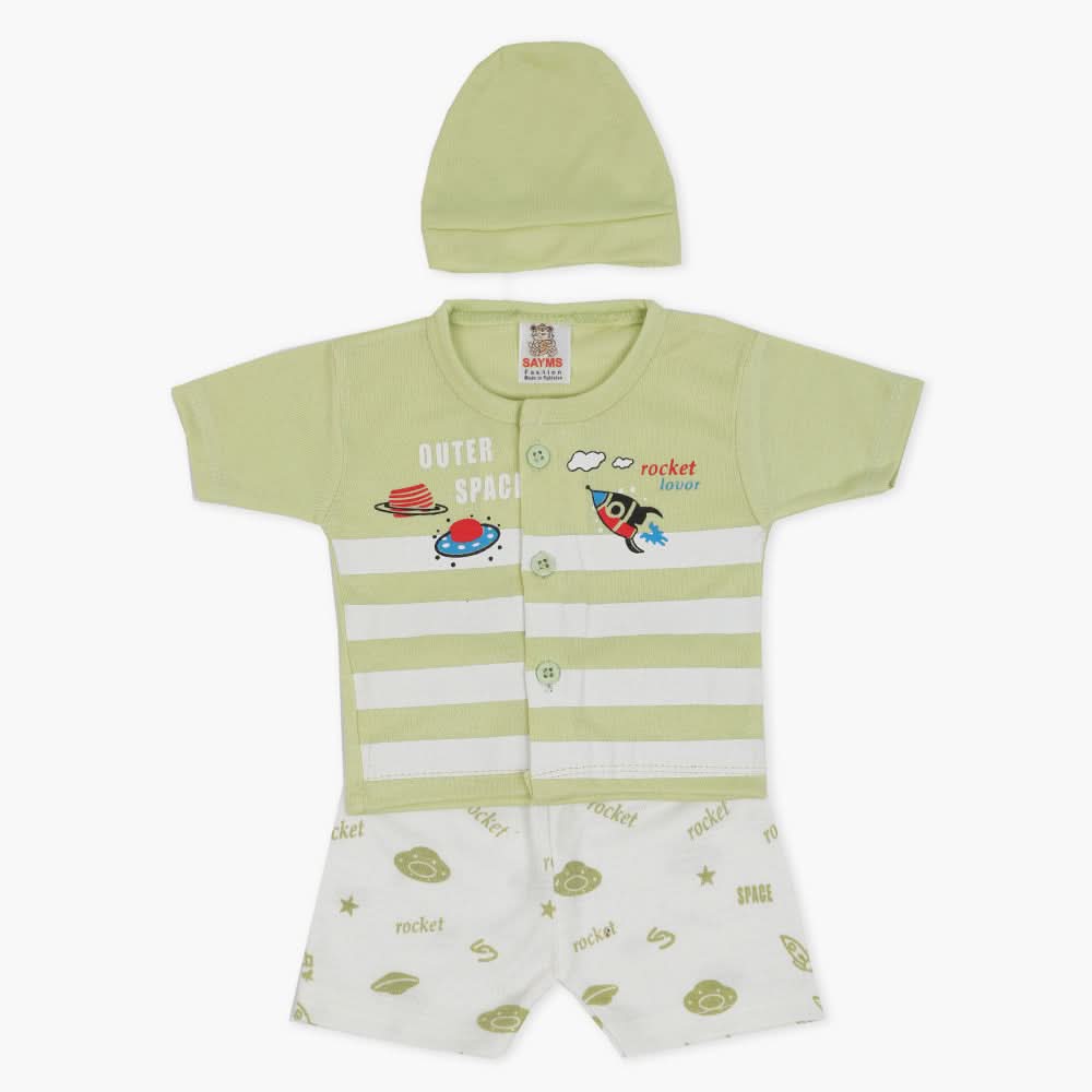 Newborn Boys Half Sleeves Suit - Light Green, Newborn Boys Sets & Suits, Chase Value, Chase Value