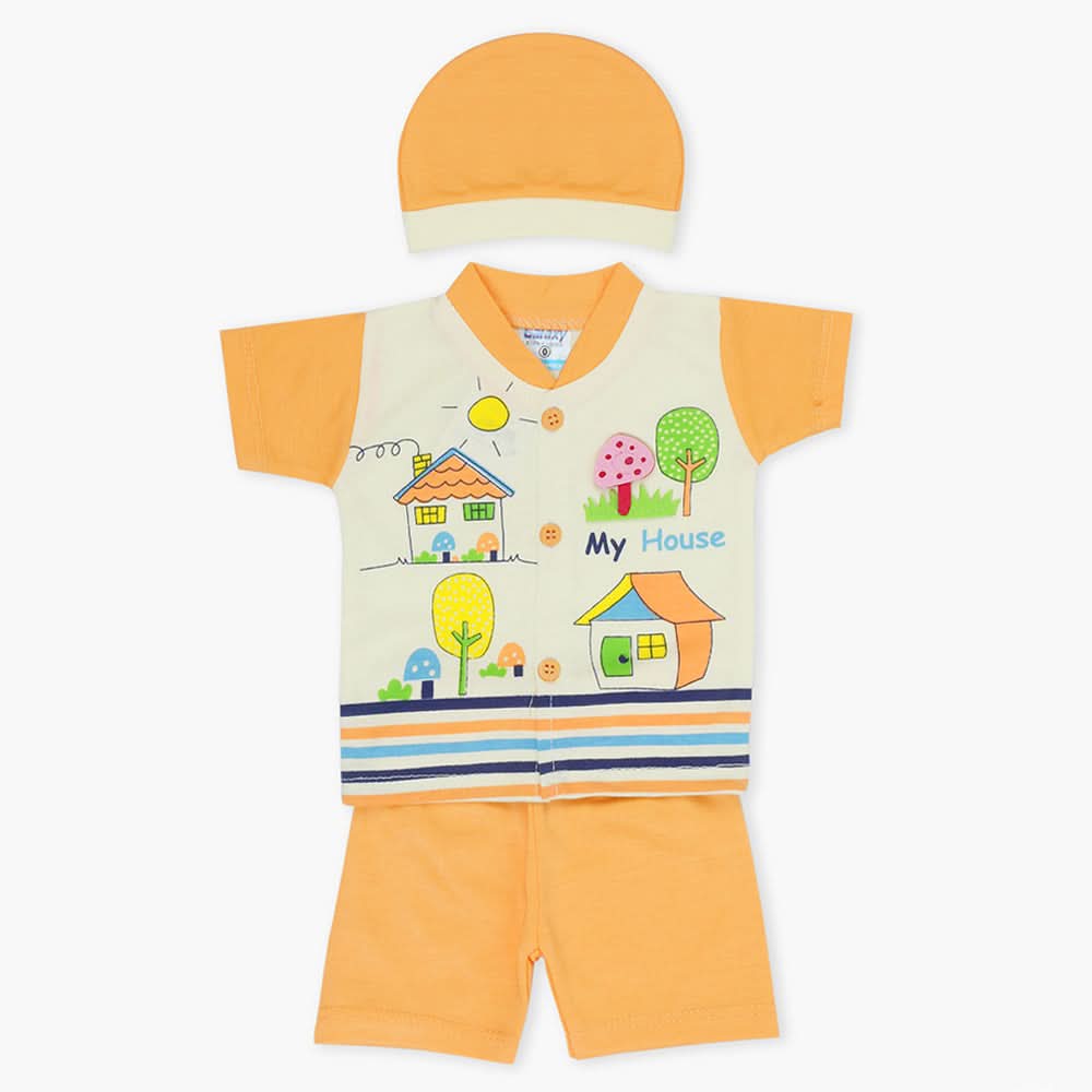 Newborn Boys Half Sleeves Suit - Peach, Newborn Boys Sets & Suits, Chase Value, Chase Value