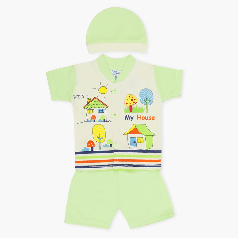 Newborn Boys Half Sleeves Suit - Green, Newborn Boys Sets & Suits, Chase Value, Chase Value