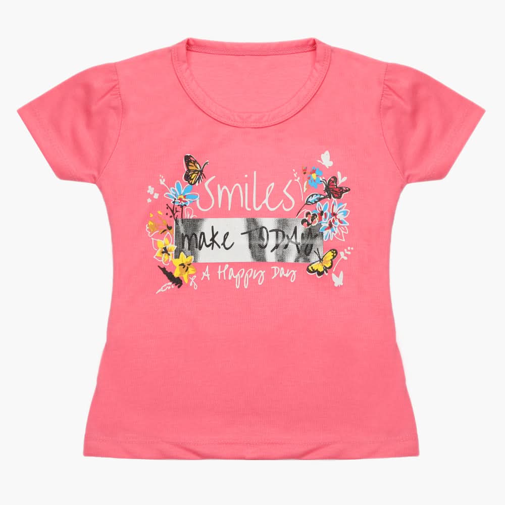 Girls Half Sleeves T-Shirt - Light Pink, Girls T-Shirts, Chase Value, Chase Value