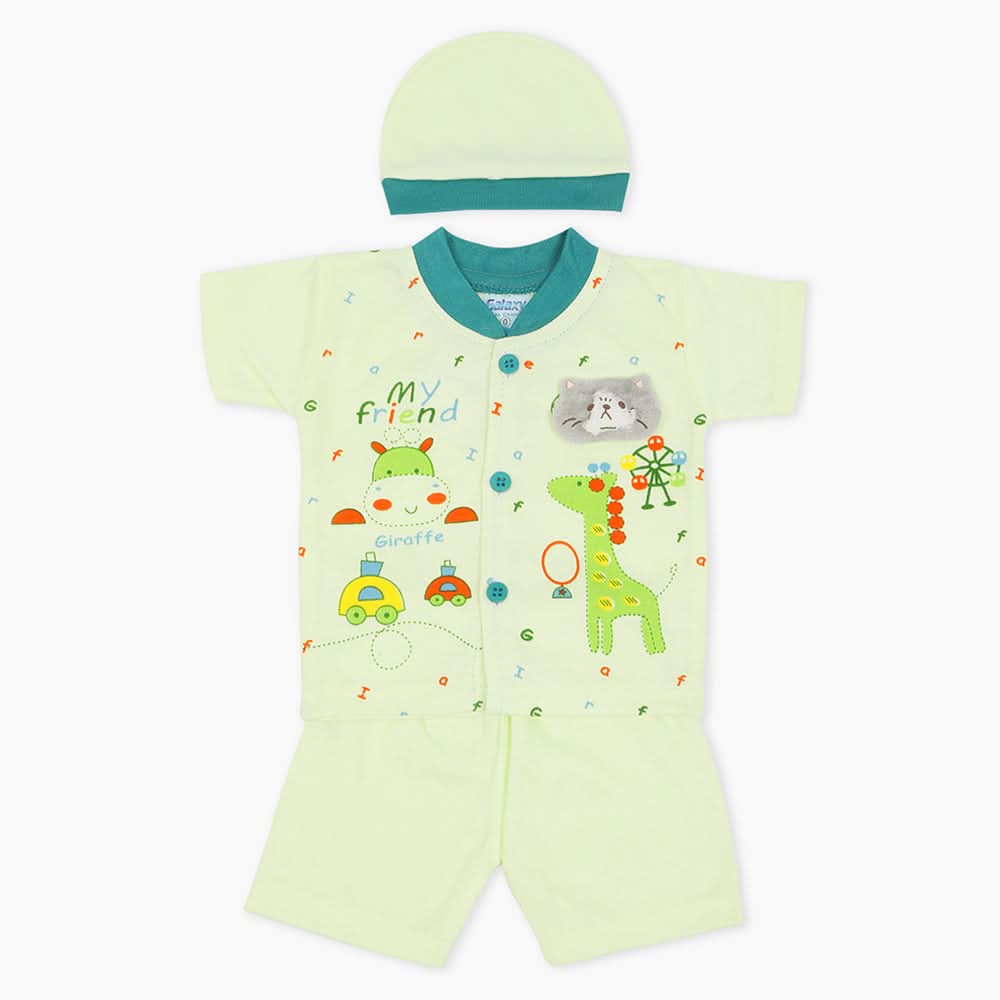 Newborn Boys Half Sleeves Suit - Green, Newborn Boys Sets & Suits, Chase Value, Chase Value