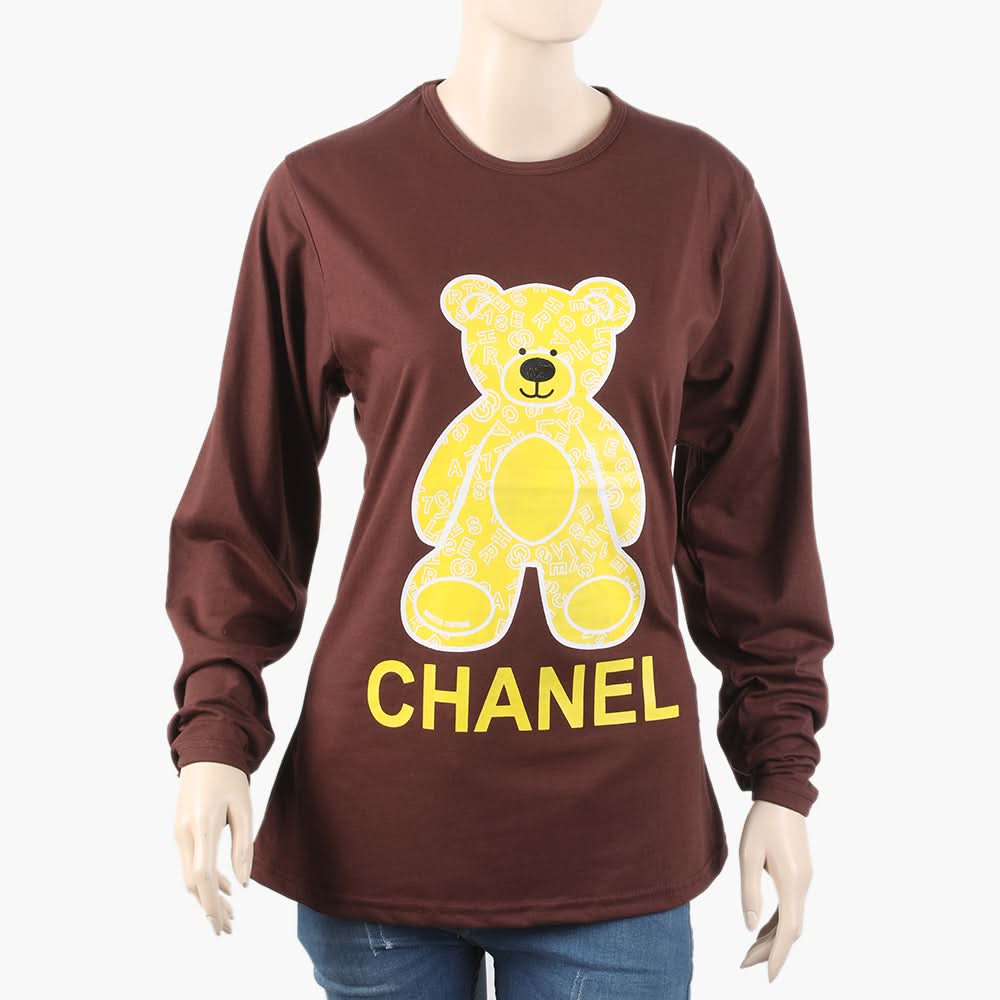 Women's Full Sleeves T-Shirt - Brown, Women T-Shirts & Tops, Chase Value, Chase Value