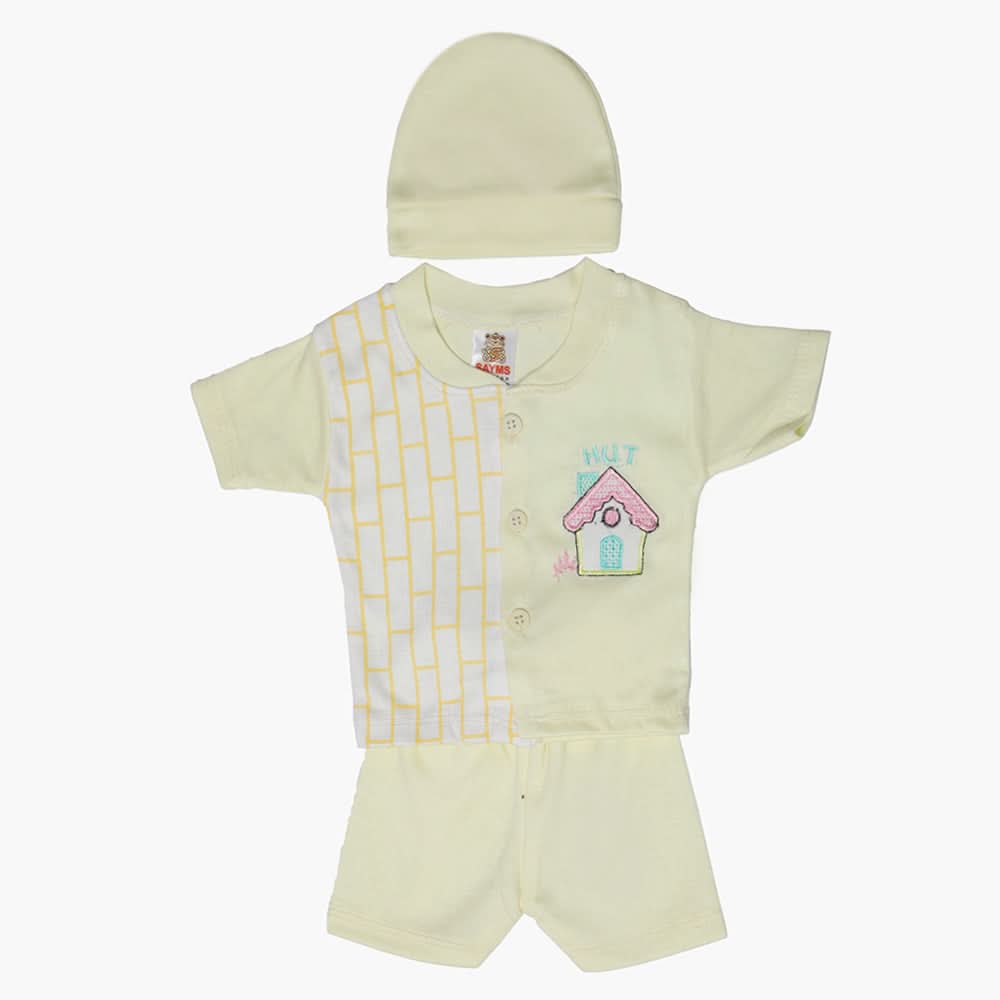 Newborn Boys Half Sleeves Suit - Lemon, Newborn Boys Sets & Suits, Chase Value, Chase Value