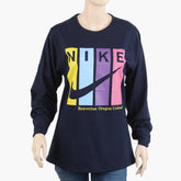 Women's Full Sleeves T-Shirt - Navy Blue, Women T-Shirts & Tops, Chase Value, Chase Value