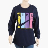 Women's Full Sleeves T-Shirt - Navy Blue, Women T-Shirts & Tops, Chase Value, Chase Value