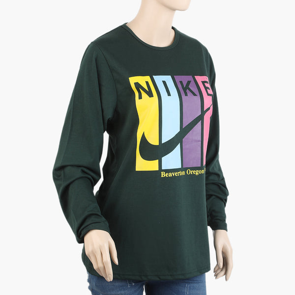 Women's Full Sleeves T-Shirt - Green, Women T-Shirts & Tops, Chase Value, Chase Value