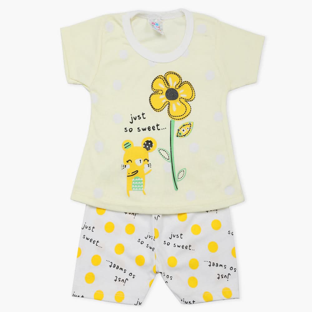 Newborn Girls Half Sleeves Suit - Lemon, Newborn Girls Sets & Suits, Chase Value, Chase Value