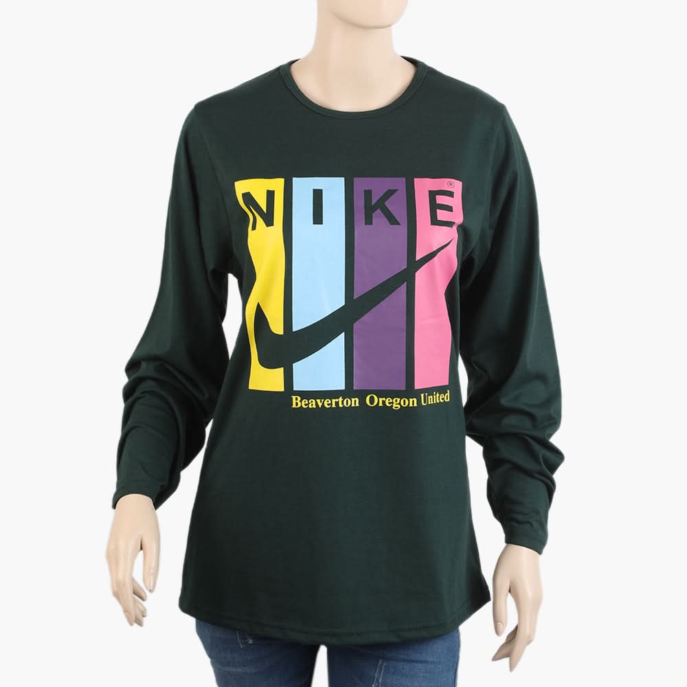 Women's Full Sleeves T-Shirt - Green, Women T-Shirts & Tops, Chase Value, Chase Value