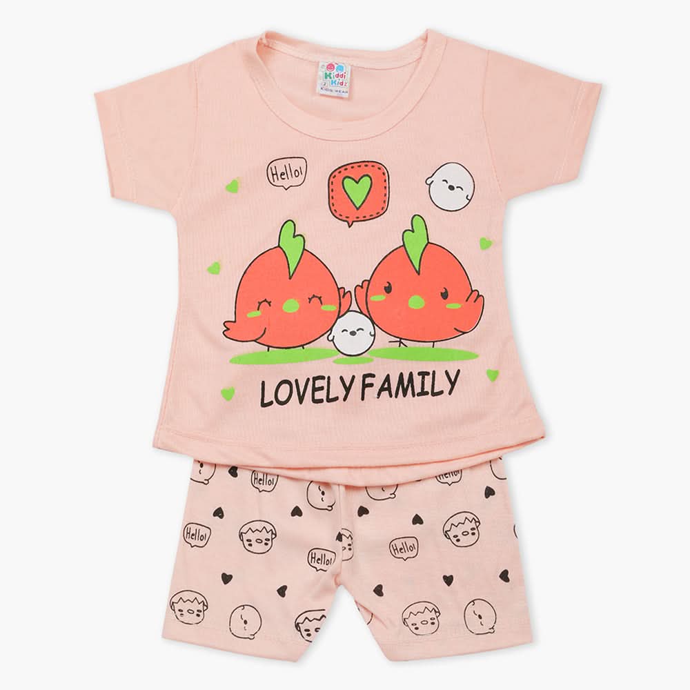 Newborn Girls Half Sleeves Suit - Peach, Newborn Girls Sets & Suits, Chase Value, Chase Value