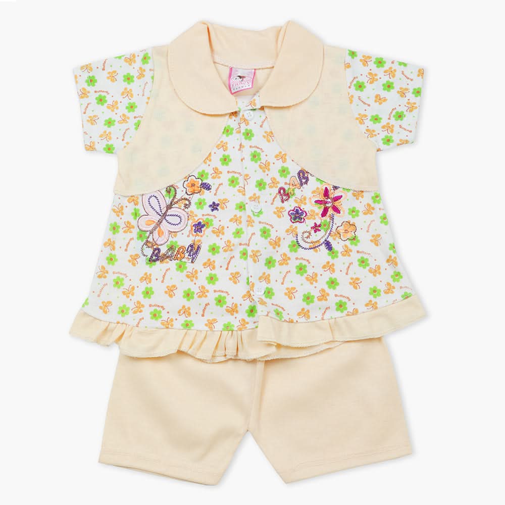 Newborn Girls Half Sleeves Suit - Fawn, Newborn Girls Sets & Suits, Chase Value, Chase Value