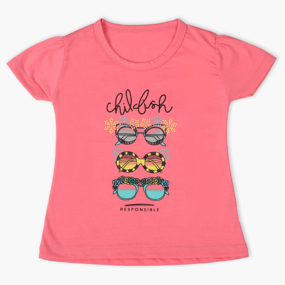 Girls Half Sleeves T-Shirt - Light Pink, Girls T-Shirts, Chase Value, Chase Value