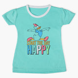 Girls Half Sleeves T-Shirt - Cyan, Girls T-Shirts, Chase Value, Chase Value