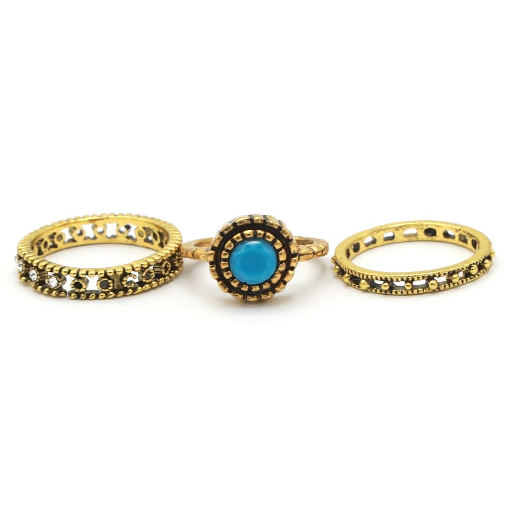 Finger Ring 3 Pc - Blue, Girls Finger Rings, Chase Value, Chase Value