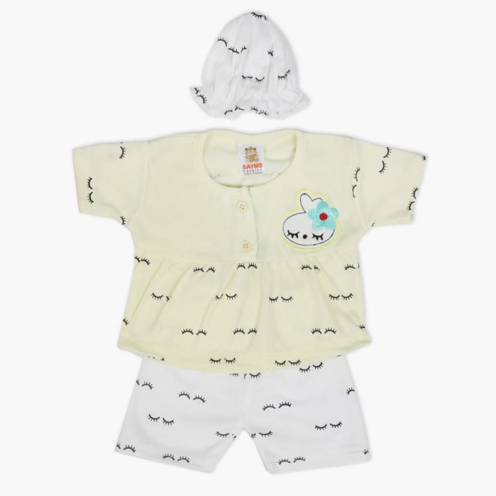 Newborn Girls Half Sleeves Suit - Lemon, Newborn Girls Sets & Suits, Chase Value, Chase Value