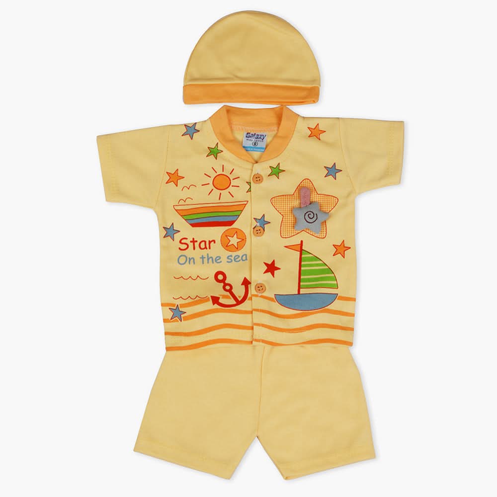 Newborn Boys Half Sleeves Suit - Green, Newborn Boys Sets & Suits, Chase Value, Chase Value