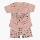 Newborn Girls Half Sleeves Suit - Peach, Newborn Girls Sets & Suits, Chase Value, Chase Value