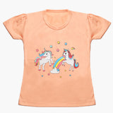 Girls Half Sleeves T-Shirt - Peach, Girls T-Shirts, Chase Value, Chase Value