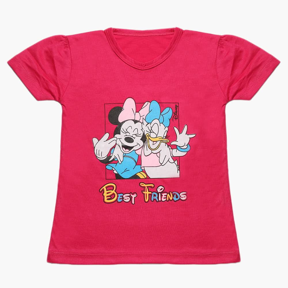 Girls Half Sleeves T-Shirt - Dark Pink, Girls T-Shirts, Chase Value, Chase Value