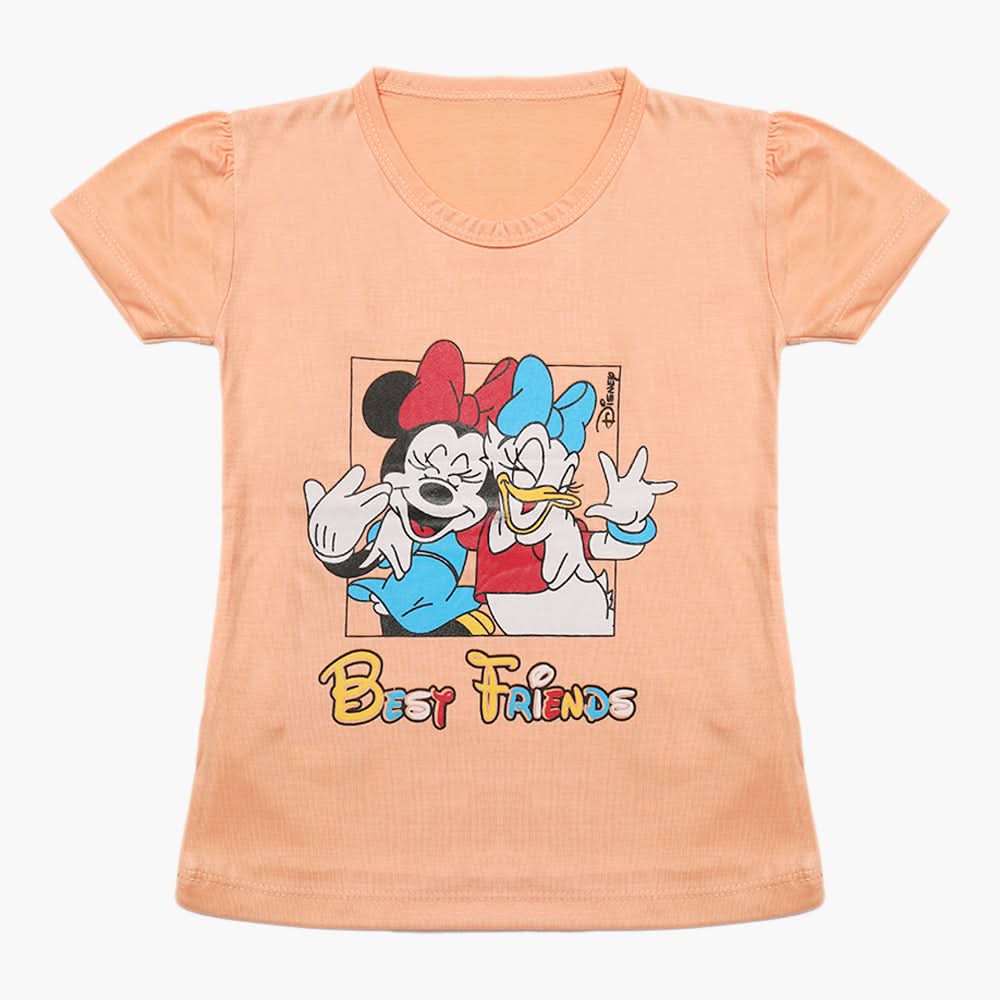 Girls Half Sleeves T-Shirt - Peach, Girls T-Shirts, Chase Value, Chase Value