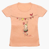 Girls Half Sleeves T-Shirt - Peach, Girls T-Shirts, Chase Value, Chase Value