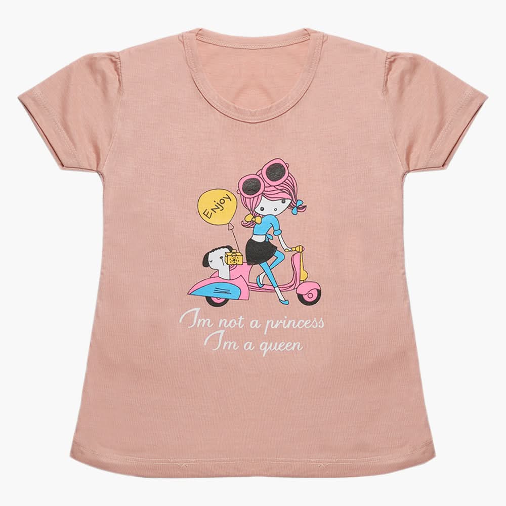 Girls Half Sleeves T-Shirt - Tea Pink, Girls T-Shirts, Chase Value, Chase Value