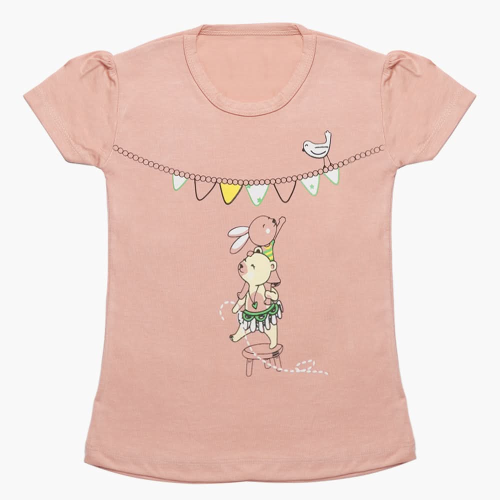 Girls Half Sleeves T-Shirt - T-Pink, Girls T-Shirts, Chase Value, Chase Value