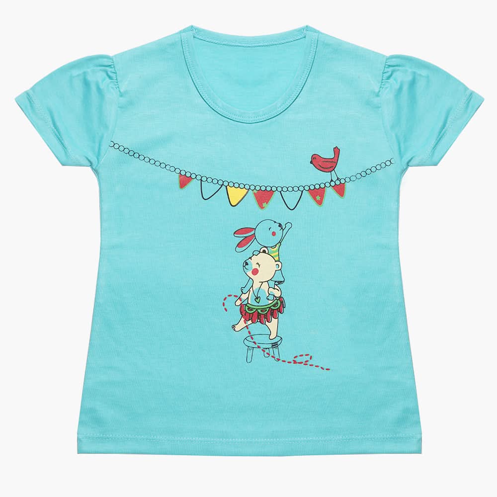 Girls Half Sleeves T-Shirt - Light Blue, Girls T-Shirts, Chase Value, Chase Value