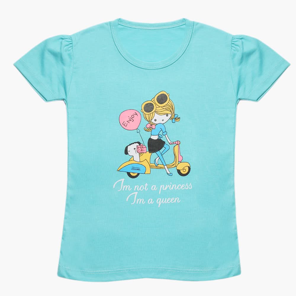 Girls Half Sleeves T-Shirt - Light Blue, Girls T-Shirts, Chase Value, Chase Value
