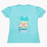 Girls Half Sleeves T-Shirt - Light Blue, Girls T-Shirts, Chase Value, Chase Value