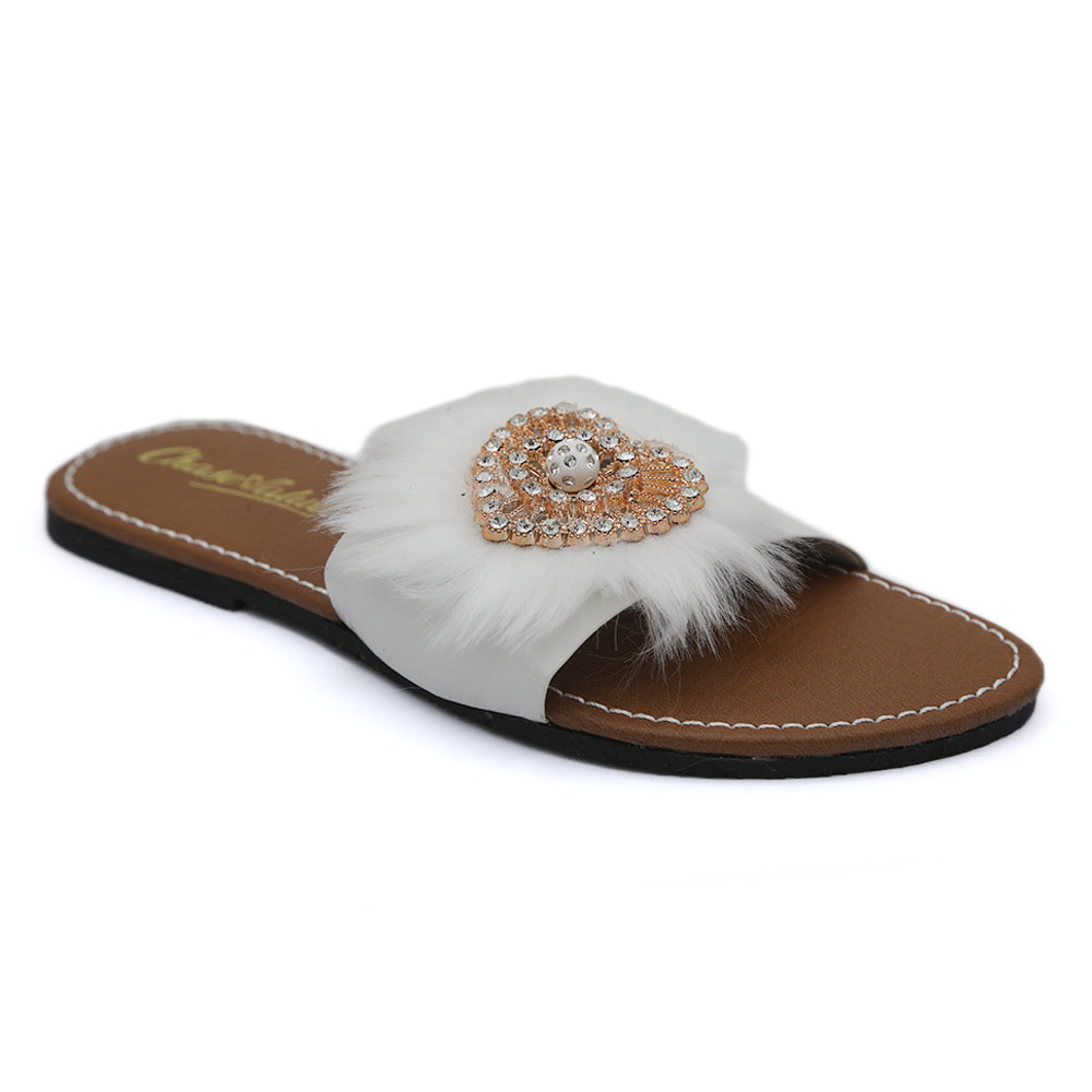 Girls Slipper - White, Kids, Girls Slippers, Chase Value, Chase Value